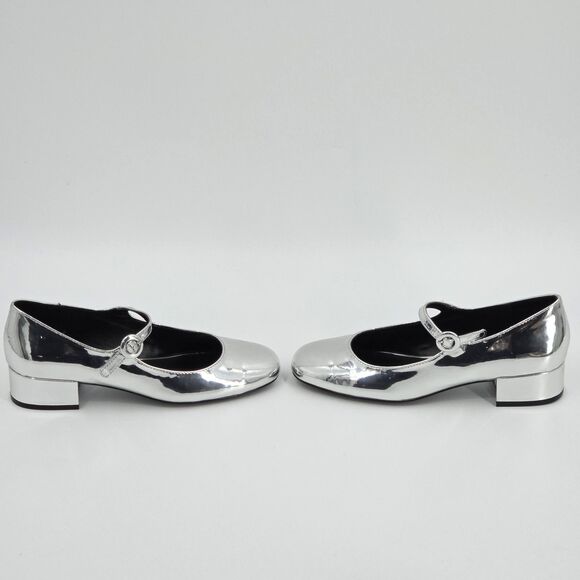 Steve Madden Cyndie Mary Janes Womens Size 8.5 Patent Silver Metallic Academia - Picture 3 of 10